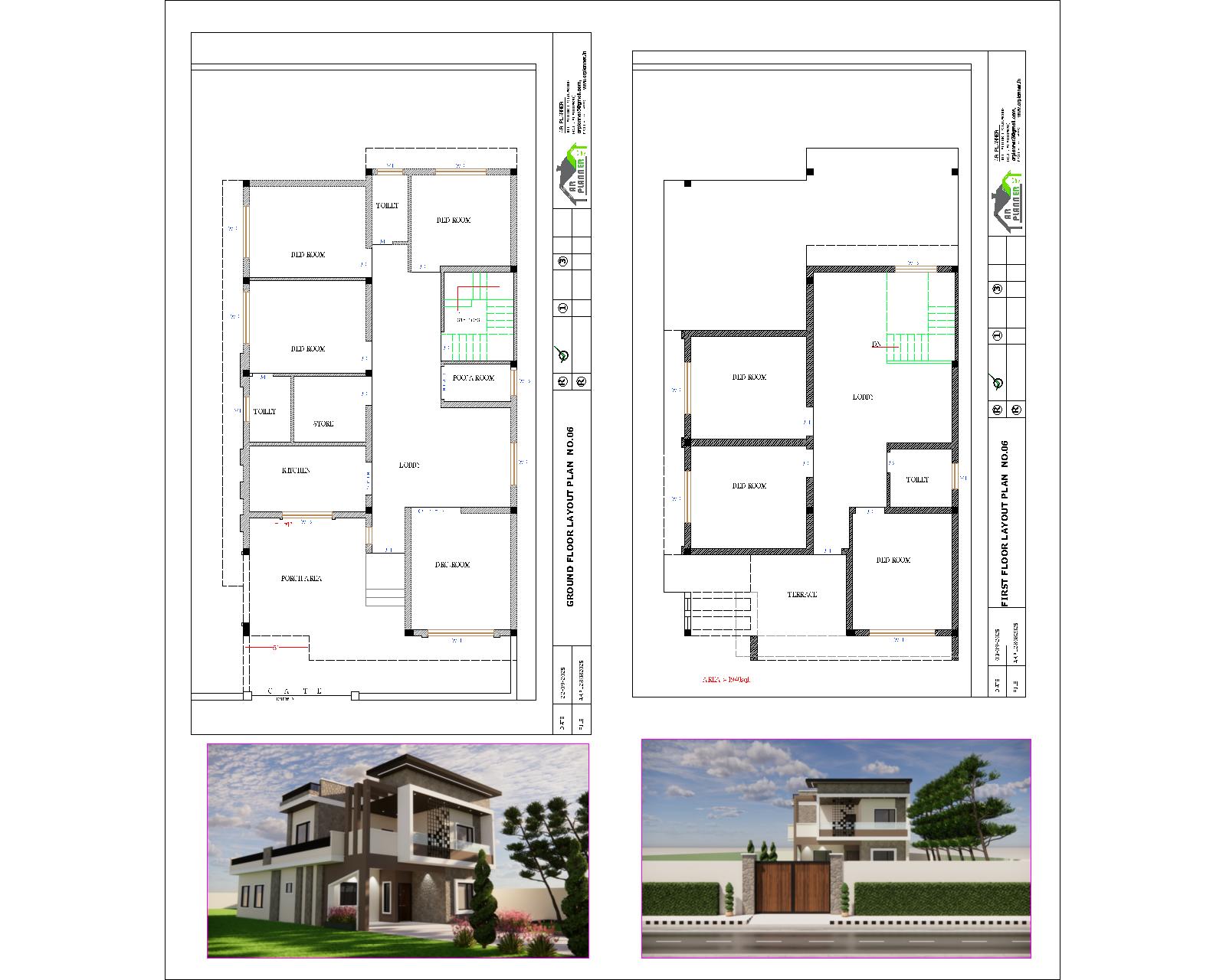 Modern 4BHK Duplex House Plan with Front Elevation – 27×65 ft. Plot